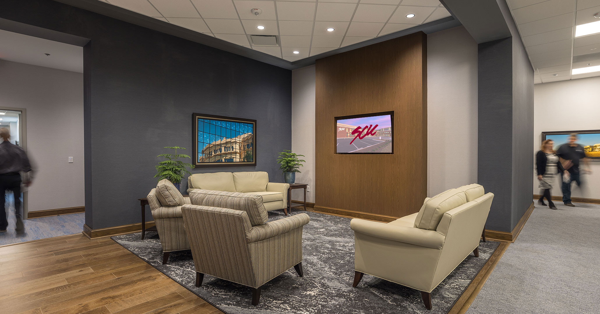 The executive suites in the new SCU Headquarters offer technology infused spaces.