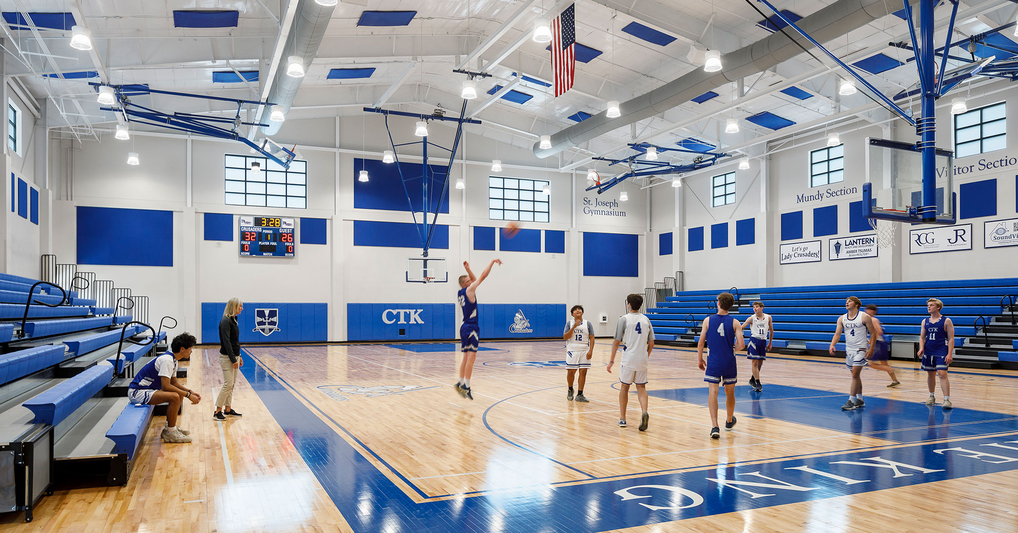 The Charlotte Diocese and Christ the King Catholic High School worked with Boudreaux master planners and architects to design the school’s athletics center and volleyball courts.