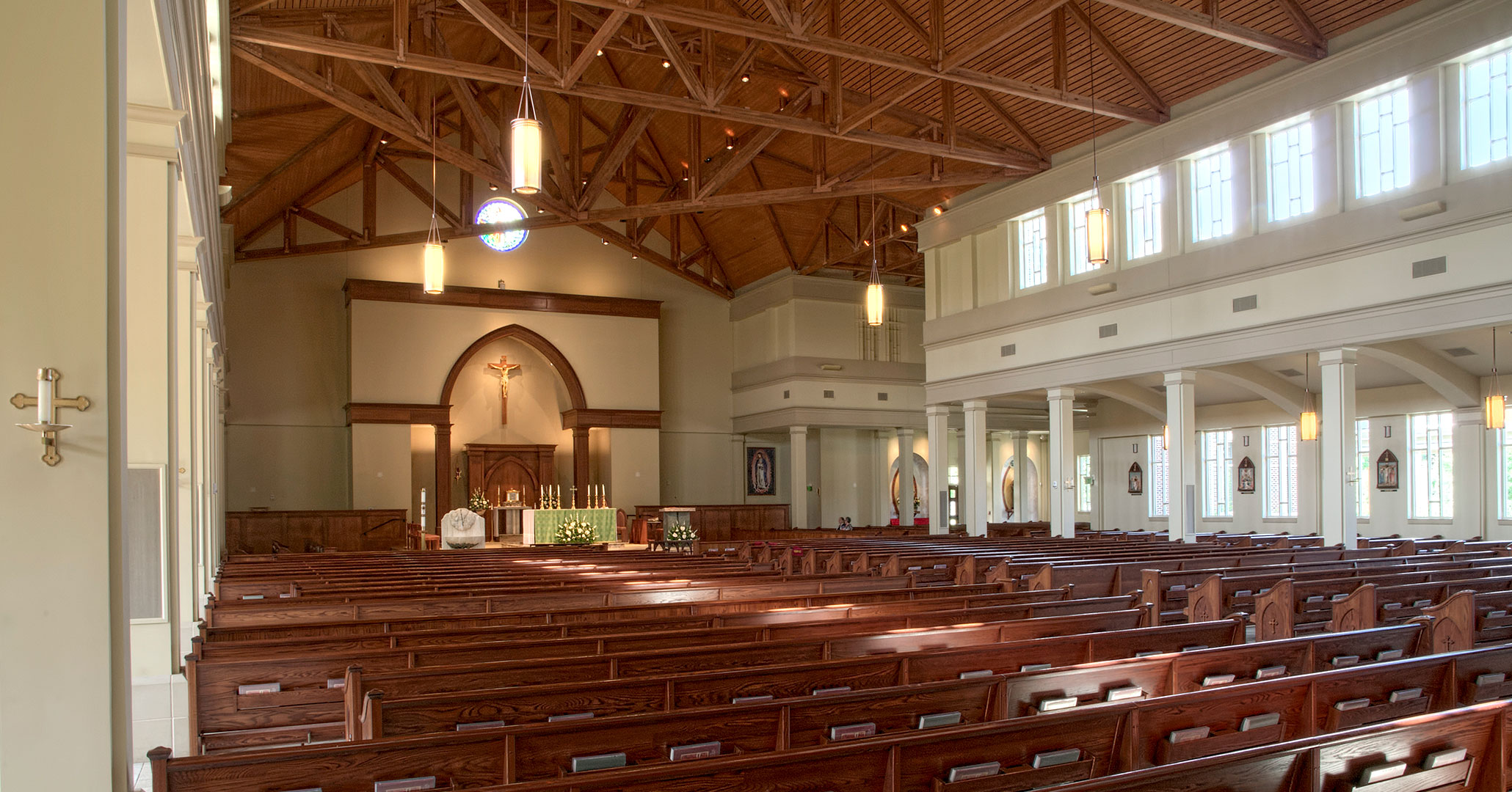Boudreaux architects worked with St. Mark Catholic Church to design the interiors at the Catholic Church.