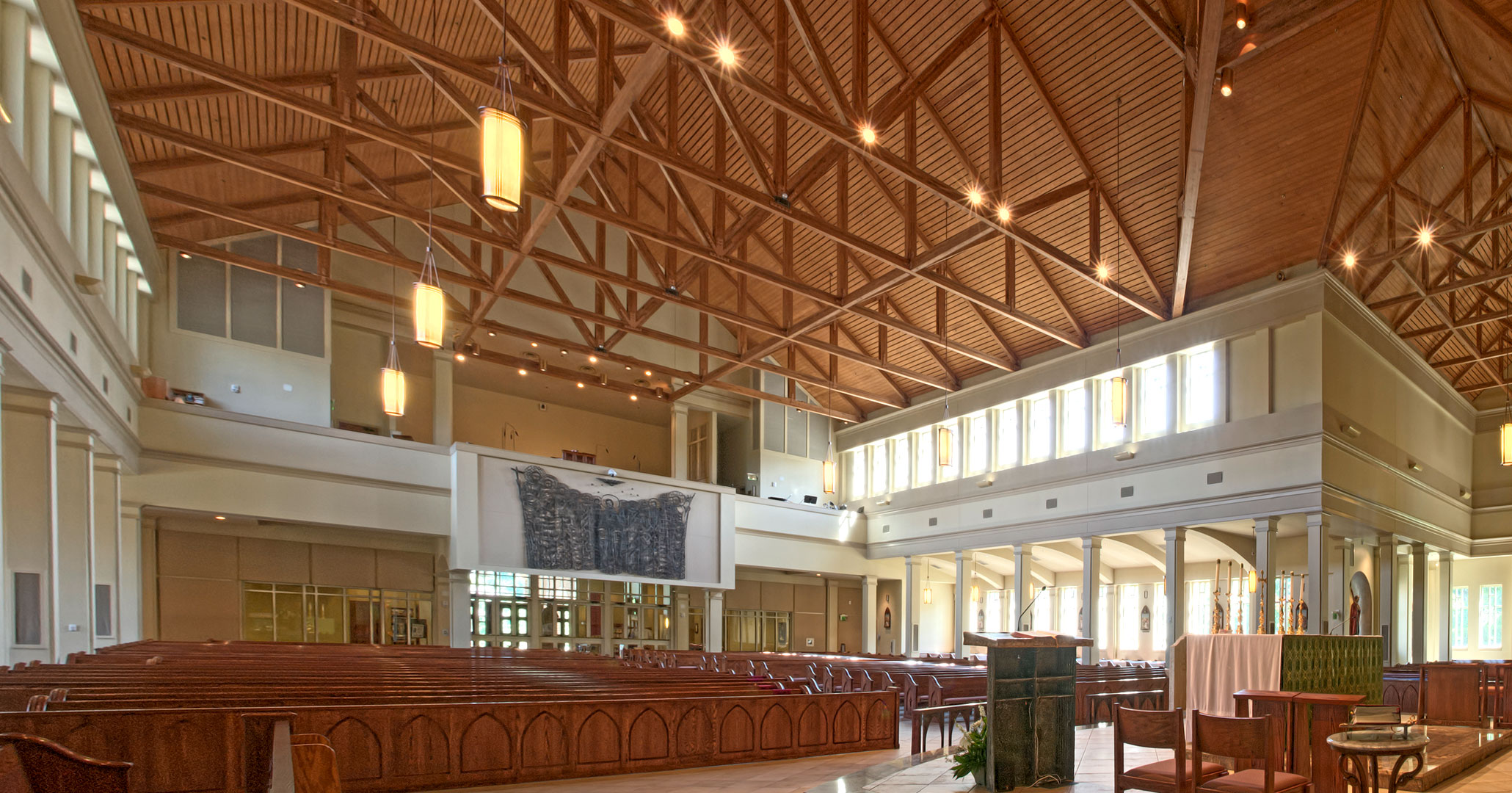 Boudreaux architects worked with St. Mark Catholic Church to create a contemporary interior.