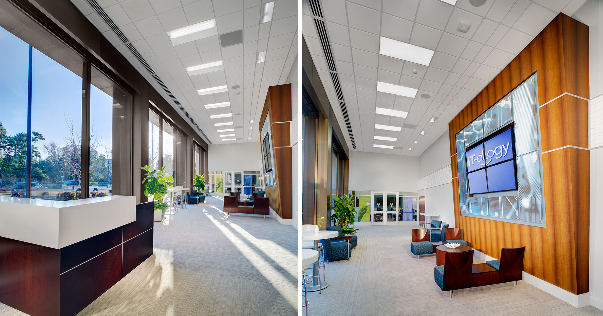 Boudreaux architects worked with the IT-ology to provide interior design and programming services for their new modern technologically advanced office space.