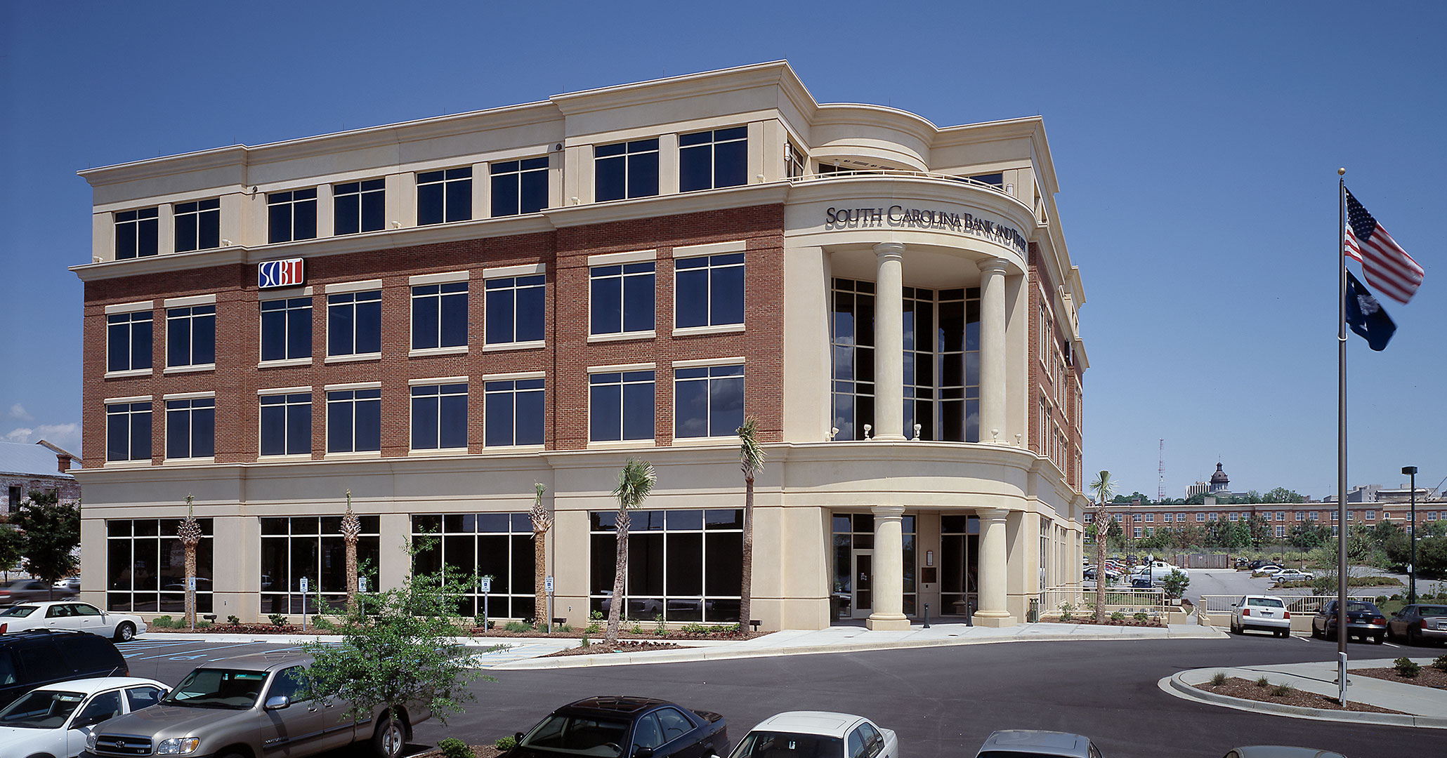 Boudreaux architects worked with South State Bank to provide high-end interior design services for their workplace.