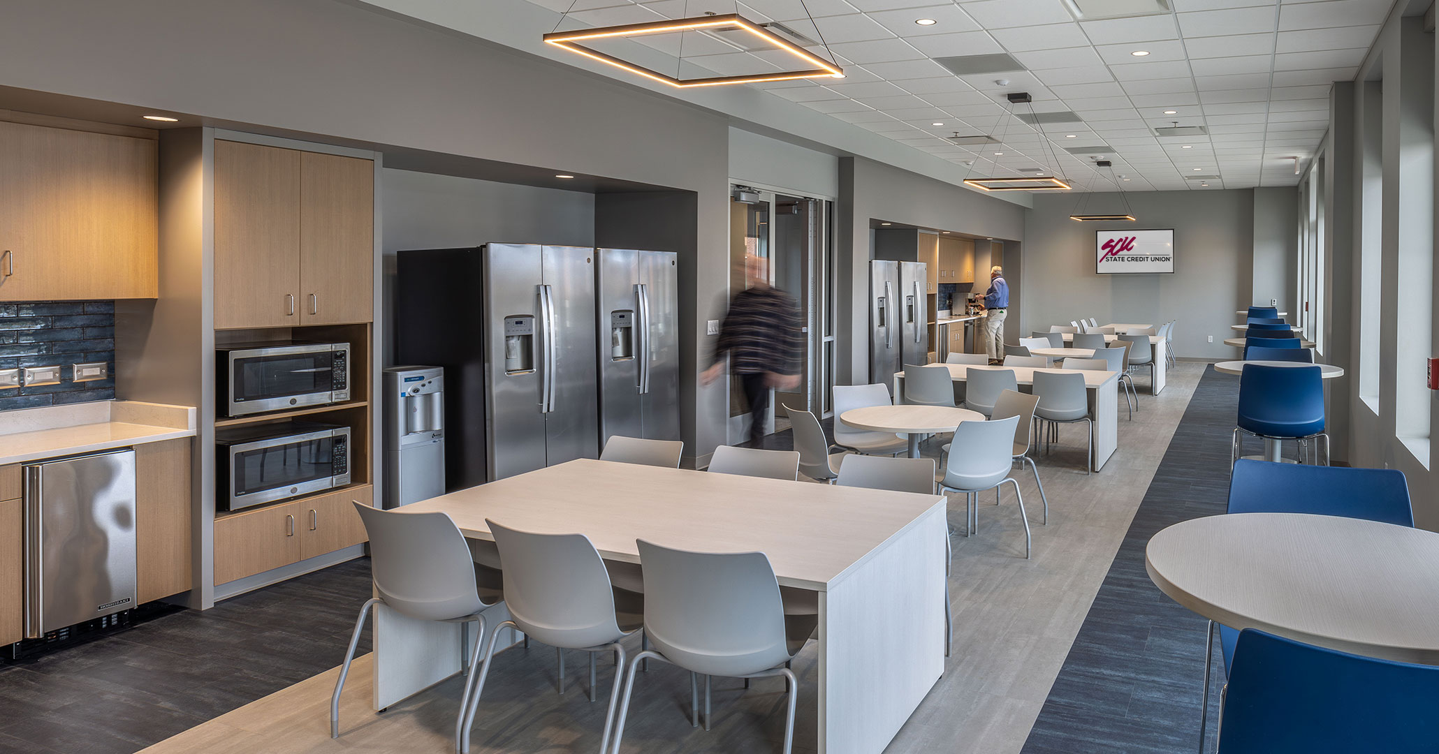 The breakrooms at SCU’s new headquarters are full of amenities for workers.