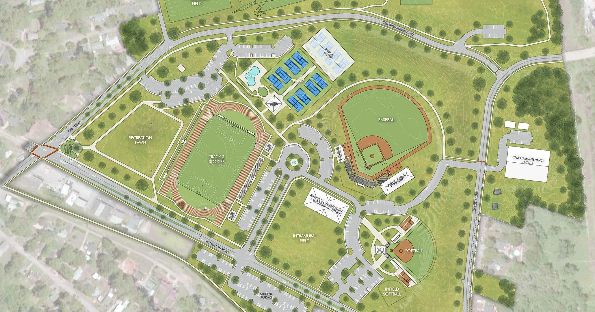Boudreaux architects and planners created a site plan that will help Anderson University Athletics grow.