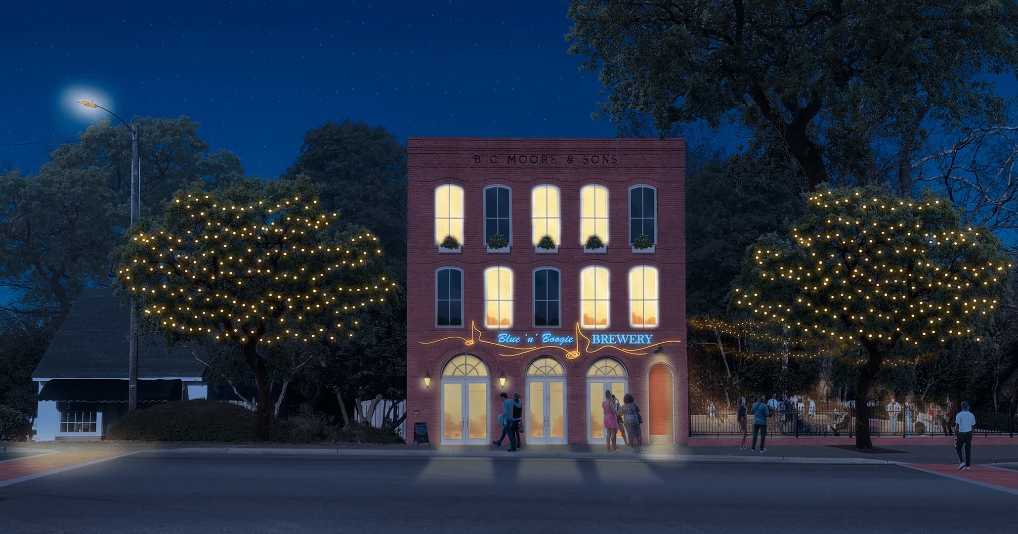 Boudreaux planning department got community feedback and designed night time shots of downtown.