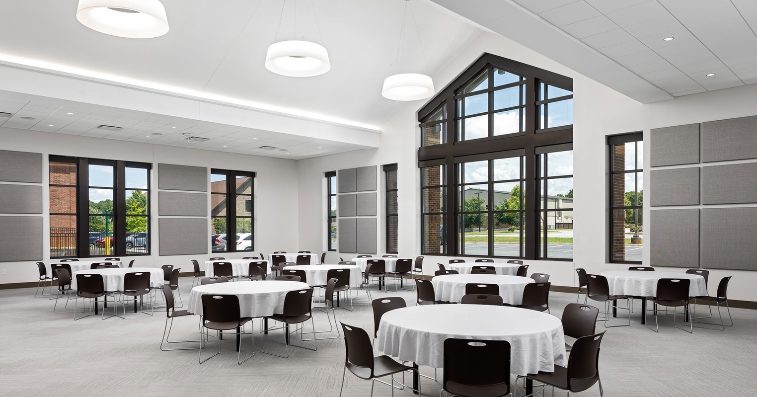 BOUDREAUX architects designed a warm and inviting entry to the Parish Life Building