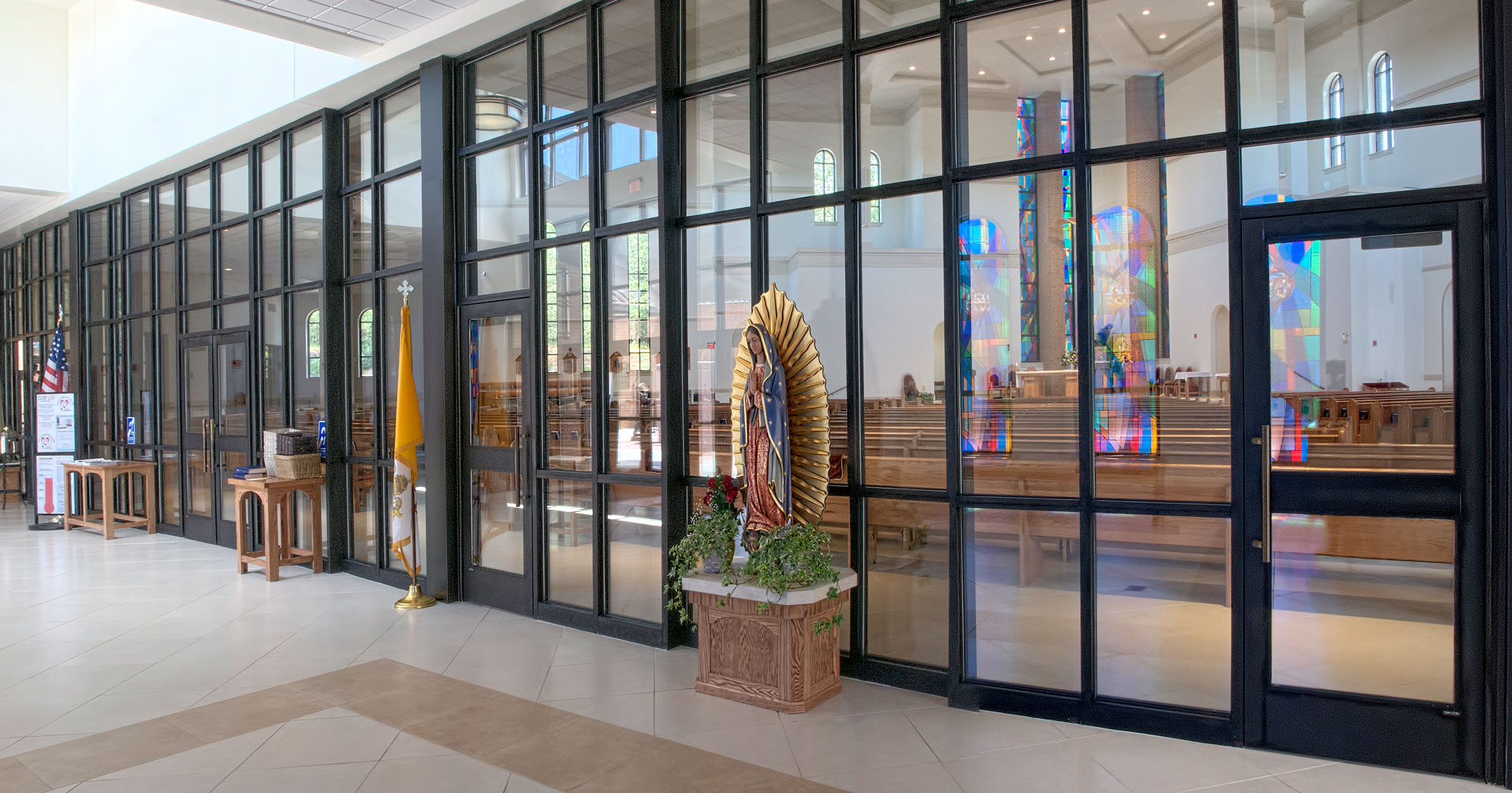Boudreaux architects and interior designers worked with St. Therese in Mooresville, NC to design a beautiful church.