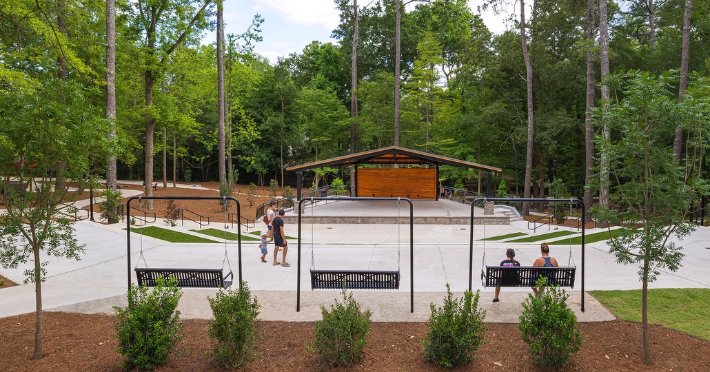 BOUDREAUX architects designed an amphitheater for community plays and events in the Virginia Hylton Park.
