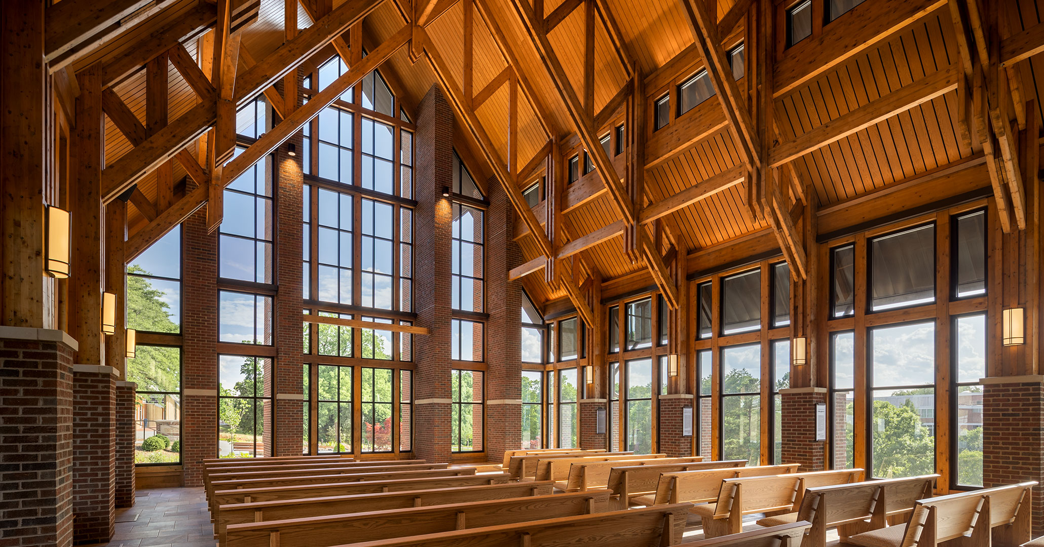 Clemson University’s new Chapel utilizes natural materials and an expressive wood structure to create a welcome place.