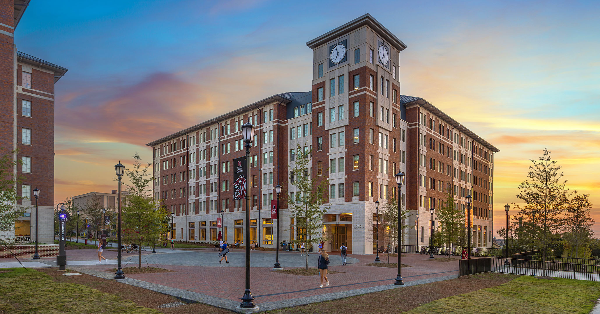 University of South Carolina student housing Campus Village clocktower