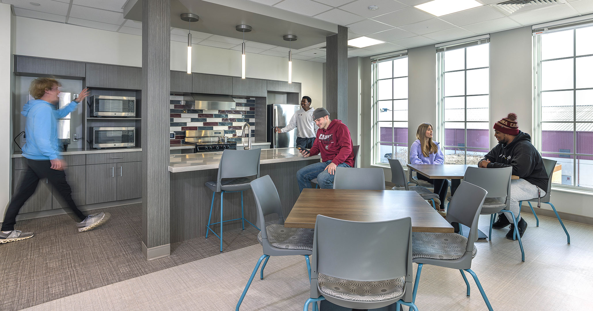 BOUDREAUX designed USC Campus Village shared kitchens on every level of Campus Village