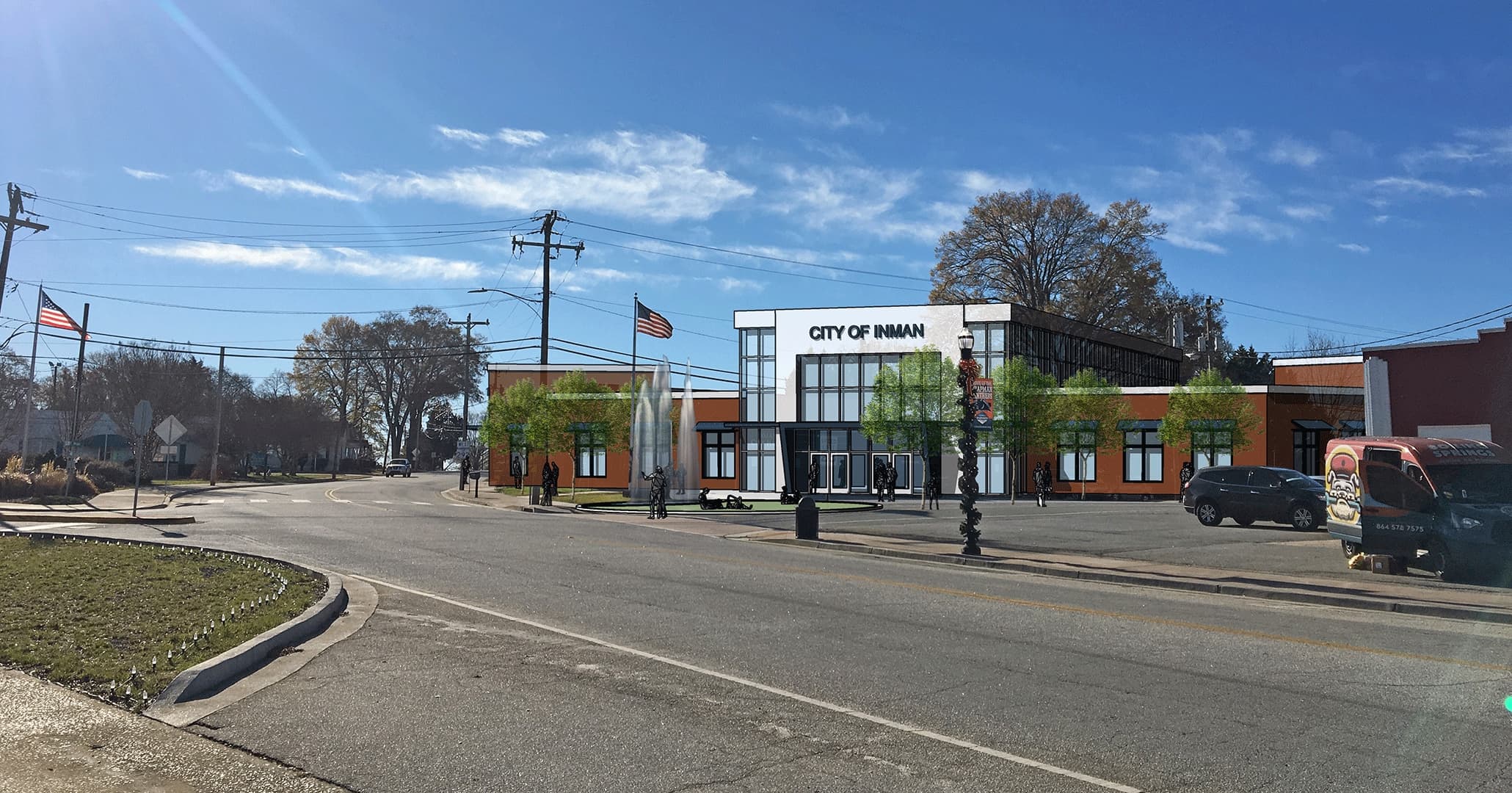 Boudreaux architects and master planners designed a draft rendering of what a new city hall could look like for City of Inman.