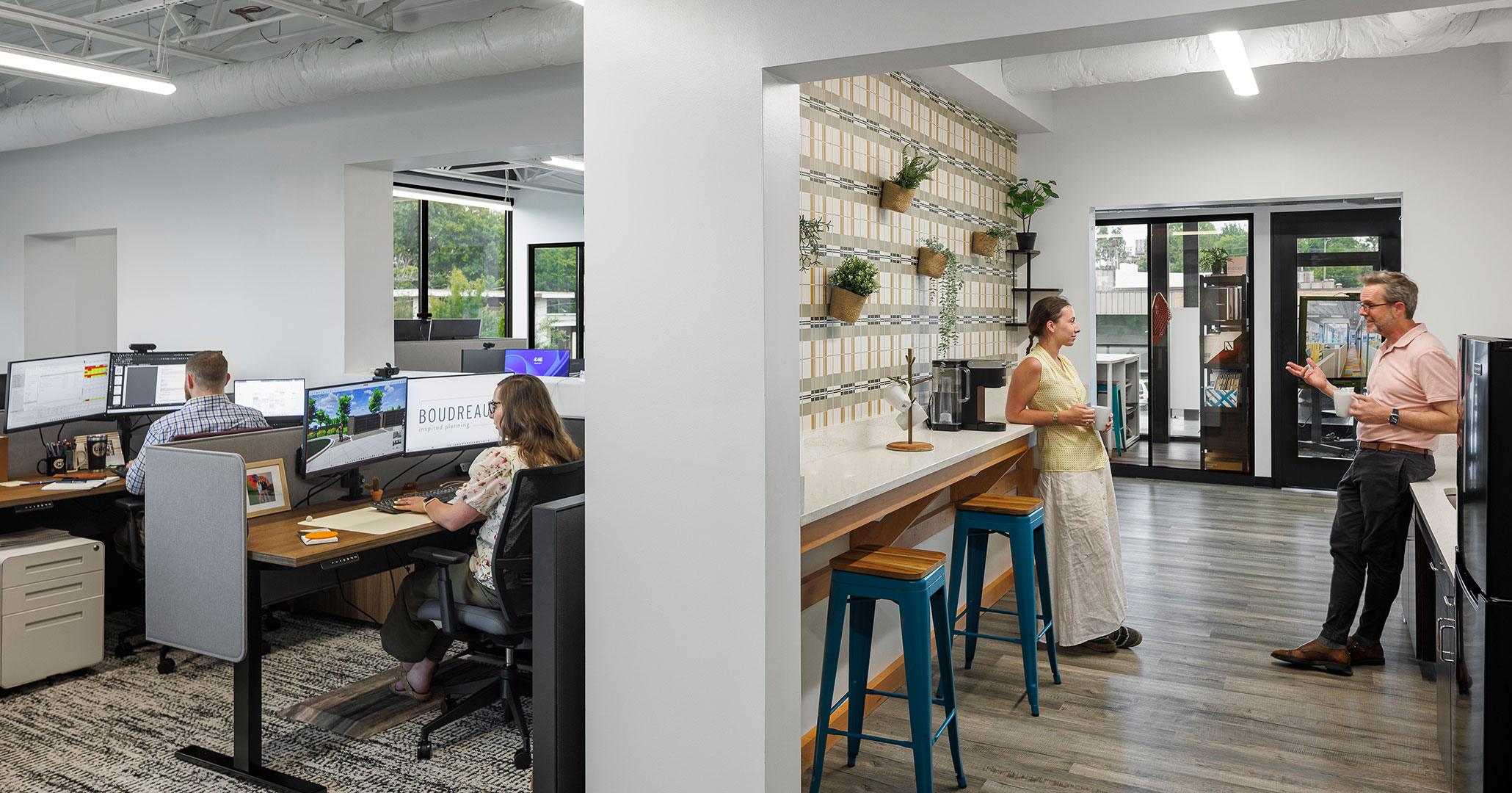 BOUDREAUX architects in Charlotte have a vibrant and collaborative workspace